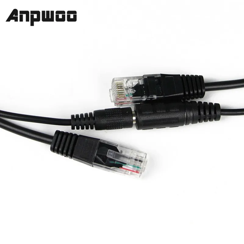 Anpwoo caliente de Cable POE pasivo de Cable adaptador de Ethernet inyector divisor POE módulo de fuente de alimentación 12 v 48v para cámara IP