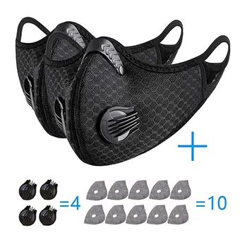 

2pcs Bike Face Cover With 10pcs Filter Dustproof Washable And Reusable Cycling Mask 4 Foam Strip Unisex Training Mouth Mask
