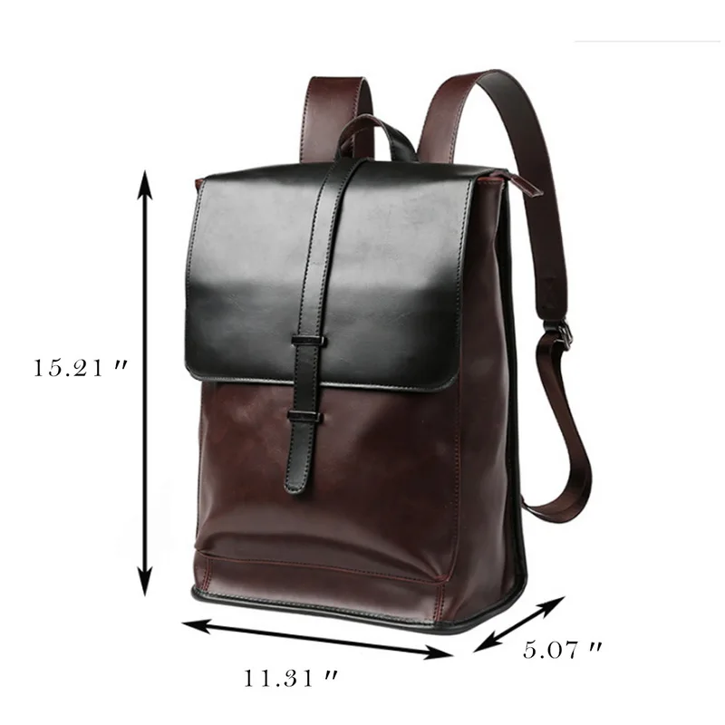 Retro Leather Backpacks Business Men Laptop Backpack Travel Casual Daypacks Teenager Schoolbags Shoulder Bag Mochila Male