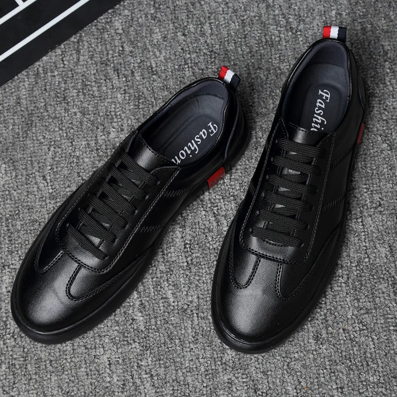 

Genuine Leather Autumn MEN'S SHOES Trendy Shoes Versatile Black Shoes Leather Shoes Men's Korean-style Sports Casual Shoe Flat M