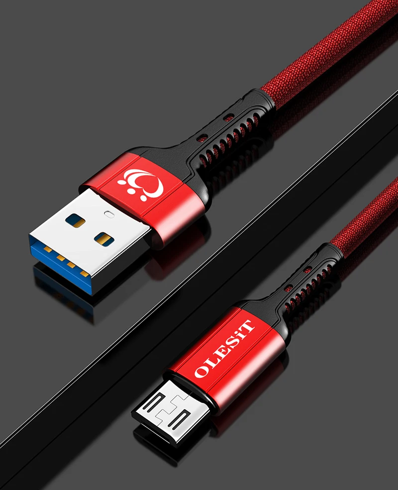 50 шт./лот OLESiT UNS-K183/K184/K185 1 м 3M мини USB кабель передачи данных Быстрая зарядка тканевый кабель для iPhone samsung huawei - Цвет: Красный