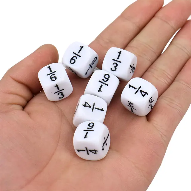 10 Pcs/set Fraction Dice White 16*16mm Fractional Number Dices Montessori Educational Kids Math Toys for Children Games Toys 4