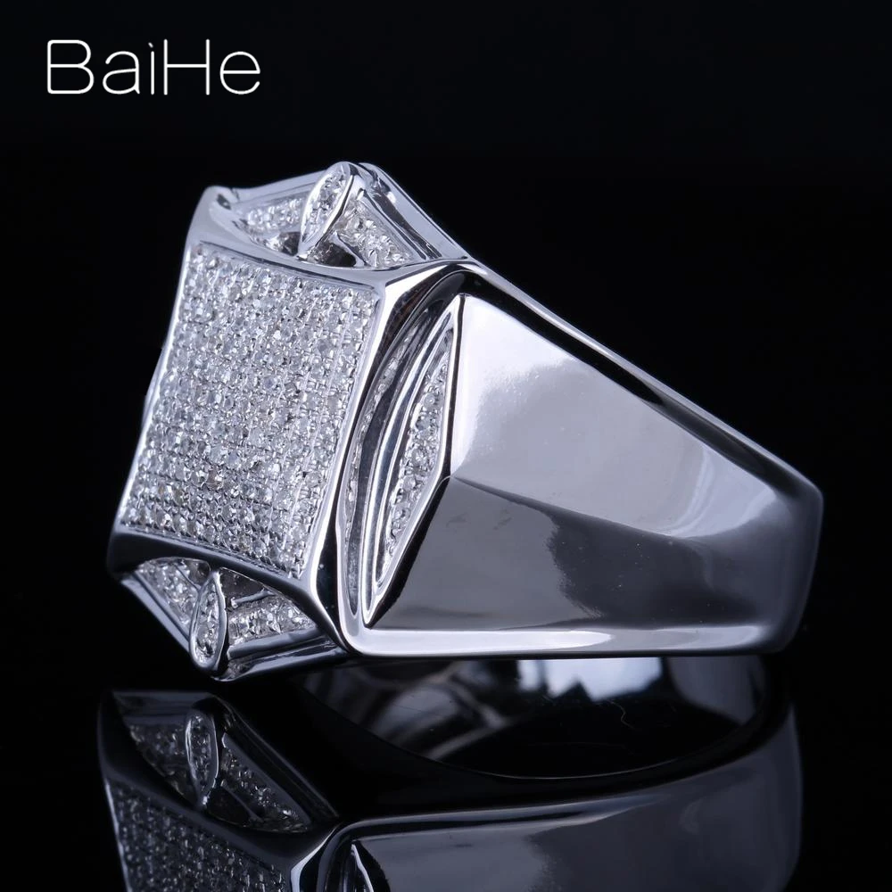BAIHE Стерлинговое Серебро 925 0.6CT сертифицированное H/I круглая огранка с натуральными бриллиантами свадебное мужское модное Ювелирное кольцо