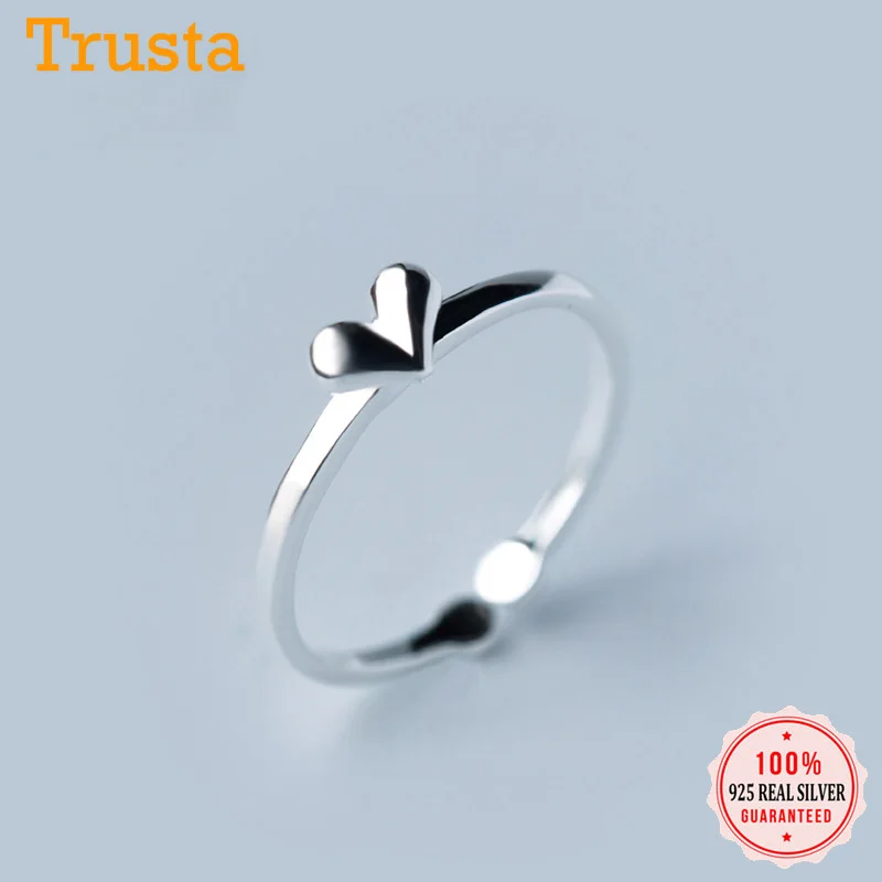 Trustdavis Womens 925 Sterling Silver Fashion Jewelry Cute Heart Cocktail Ring Girls Teen Xmas Love Valentine's Day Gift DS20 |