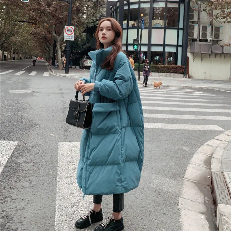 Blue Parkas Длинная зимняя куртка больших размеров, женская одежда, свободная парка, теплый толстый пуховик, хлопковое пальто для женщин, женские зимние пальто с подкладкой, одноцветные Q2196 - Цвет: Blue Parkas