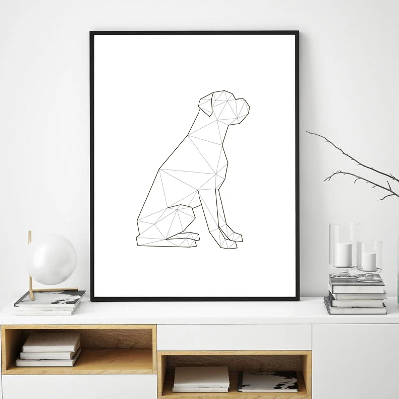 プリントボクサーパンツ 犬 現代的な幾何学的なポスター 北欧のスカンジナビアのスカンジナビアのミニマリストキャンバス絵画 寝室の壁の装飾 絵画 書道 Aliexpress