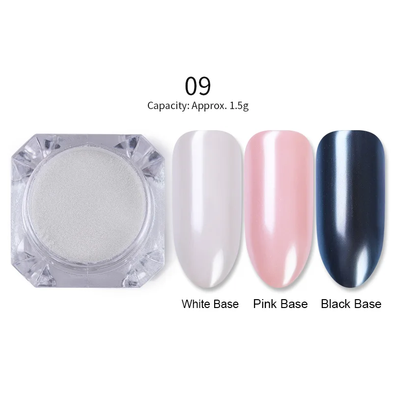 Pearl-09 Блеск для голографические наклейки для ногтей Dip порошок для ногтей зеркальная полировка хромированные пигменты украшения для ногтей Лазерная Ослепительная пыль - Цвет: Pearl-09