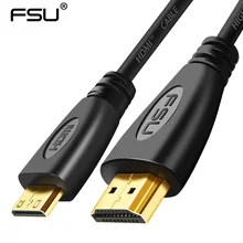 1.4 Version Mini HDMI vers HDMI câble haute vitesse adaptateur 1080p 3D avec plaqué or mâle-mâle pour projecteur HDTV LCD TV caméra plat(China)