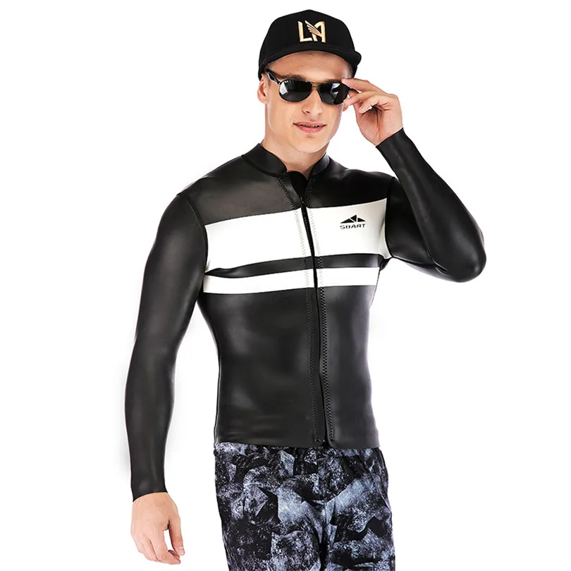 3 мм длинный рукав неопрена Черная мужская куртка для серфинга хлор Дайвинг костюм теплый гидрокостюм куртка купальник погружение Вес жилет