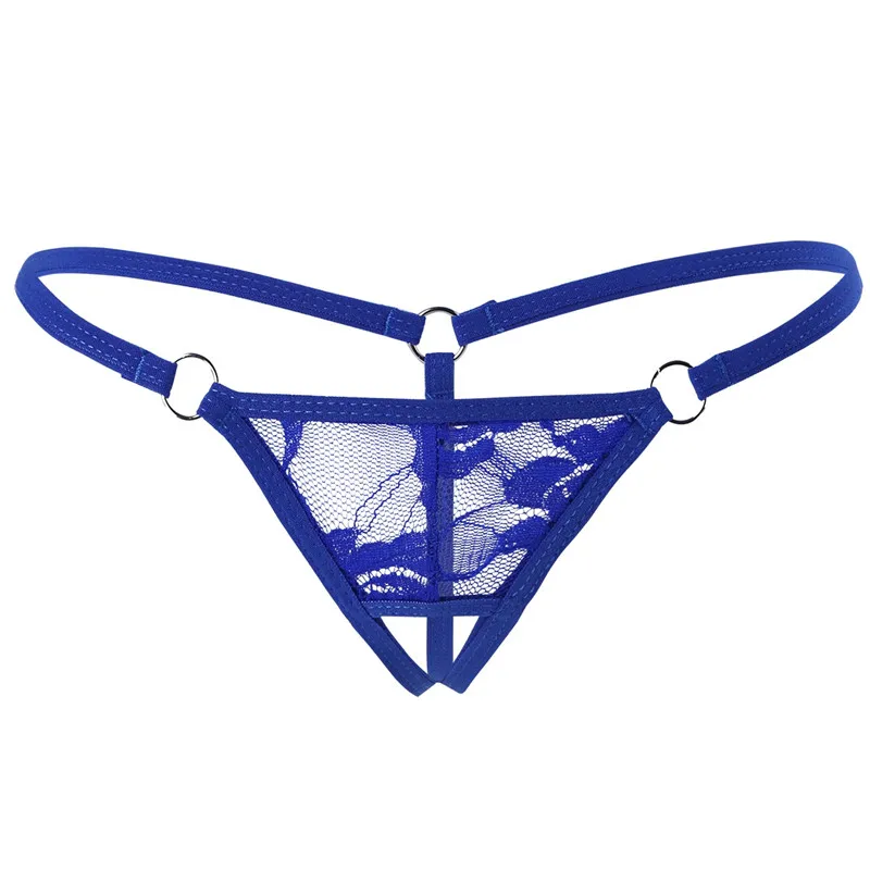 Blue Сексуальное женское нижнее белье полупрозрачные Цветочные кружевные трусики без косточек трусики-Танга бикини трусы нижнее белье трусы - Цвет: Blue