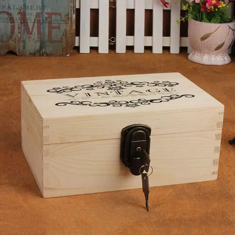 

Large Wooden Box with Hinged Lid - Wood Storage Box with Lid