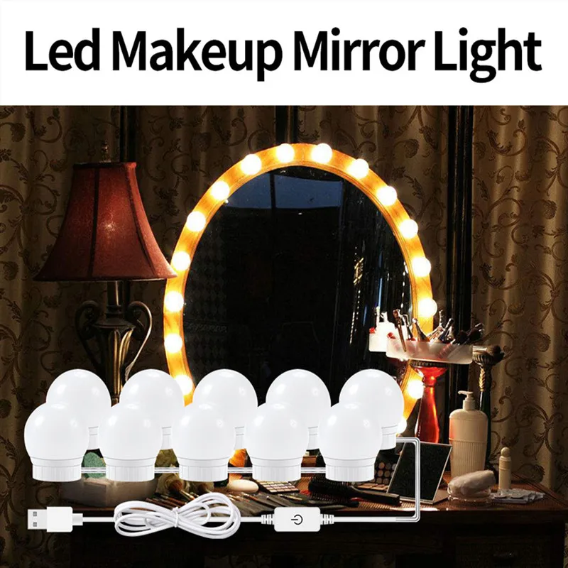 

Makeup Lamp LED Wall Lamp Light USB 12V 2 6 10 14 Bulbs Kit Dressing Table Stepless Dimmable Hollywood Vanity Mirror Light
