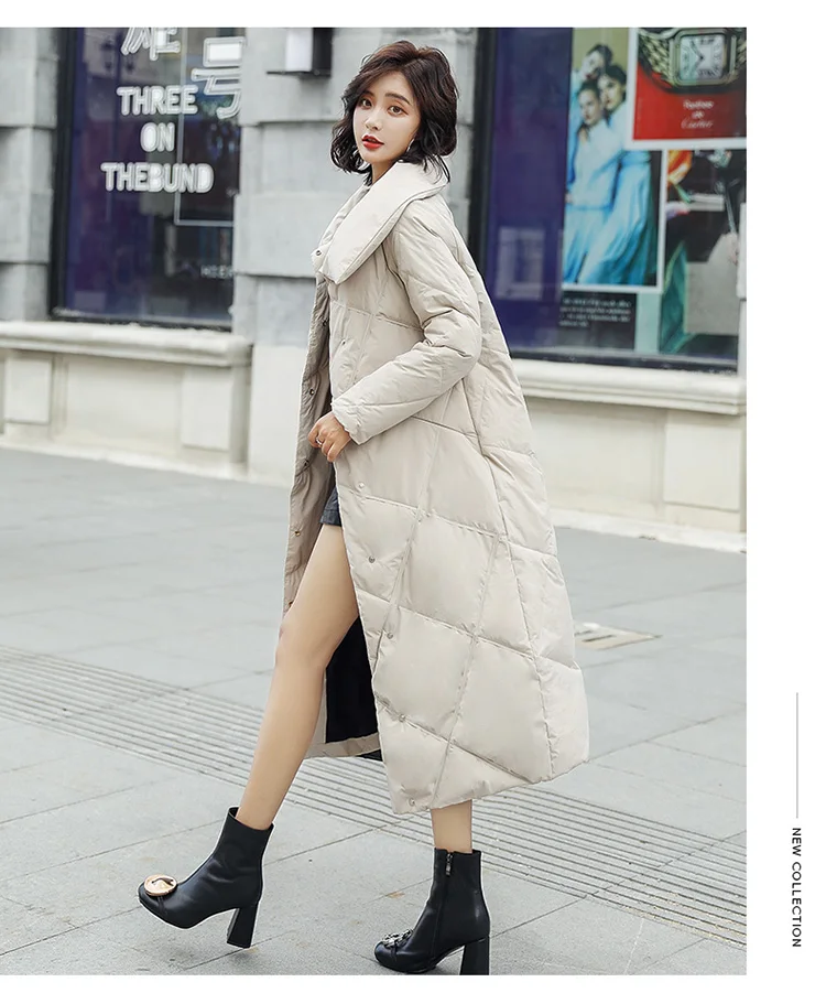 Winter Comfortable Warm Fashion Loose Fold-down Collar Fashion Loose Long Sleeve Versatile down Jacket Qmfg609-1