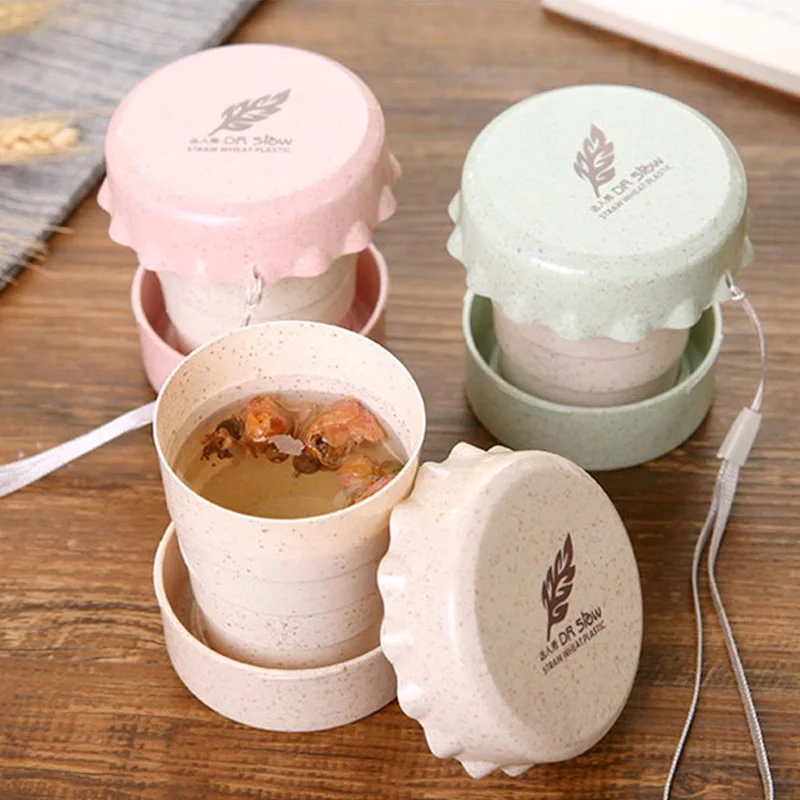 Cup Travel Portable Creative Multifunctional Mini Folding Wheat Telescopic With Lid Outdoor Wash | Дом и сад