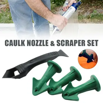 

New 1 Pcs Nozzle Plus Scraper Slicone Caulking Tools Plastic Mouth-type Multifunctional Glass Glue Scraper Caulking Garden Tools