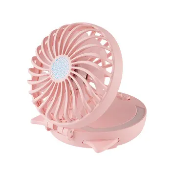 

Hand Make-up Mirror Fan Work 100mins Mini Portable Handheld Fan Operated USB Battery Charge Air Cooler For Outdoor Girl Dropship