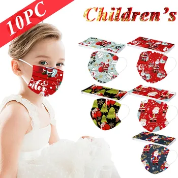 

10pc Breathable Child's Mask Mascarillas Disposable Christmas Dustproof Face Mask High Quality 3ply Earhook For Children