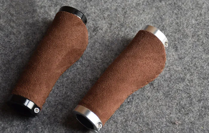 Leather bicycle handle set with suede leather for ventilation, sweat absorption and retro mountain folding