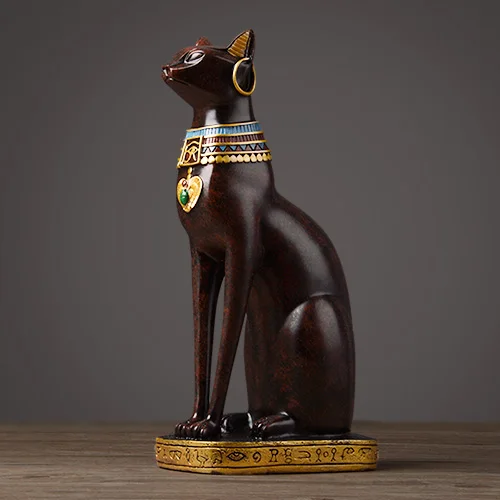 Egyptian Cat resin craft vintage home decor Modern Vintage Baster goddess god pharaoh figurine statue for table ornaments Gift Texture Red