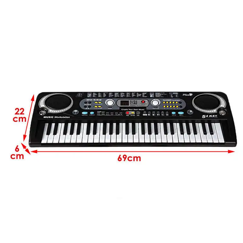  54 Keys Digital Electronic Keyboard & Microphone Electric Led Adult Size Eu Plus