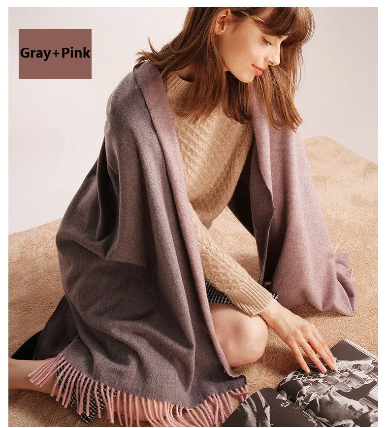 CAVME Winter Unisex Basic Wool Scarf Largue Size Woolen Warp for Women CUSTOM Letters Double Colors
