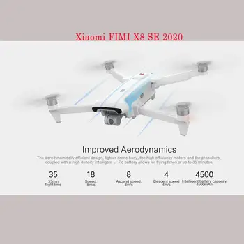 FIMI X8 SE 2020 Drone with 3-axis Gimbal 4K HD Camera 5KM FPV 35mins Flight RTF Battery Landing Parts X8SE Quadcopter