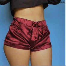 Однотонные простые женские летние сексуальные удобные повседневные Мягкие штаны для сна, атласные пляжные горячие шорты для девочек, брюки для сна, одежда для отдыха