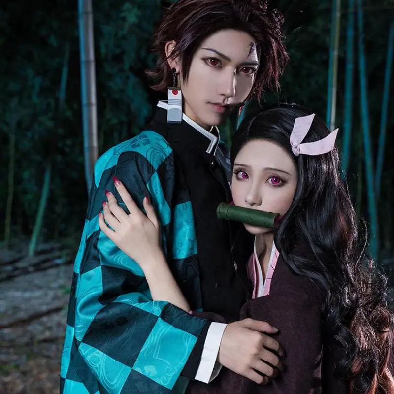 

Anime Demon Slayer Kimetsu no Yaiba Cosplay Kamado Tanjirou Cosplay Agatsuma Zenitsu Costume Kamado Nezuko Kimono Team Uniform