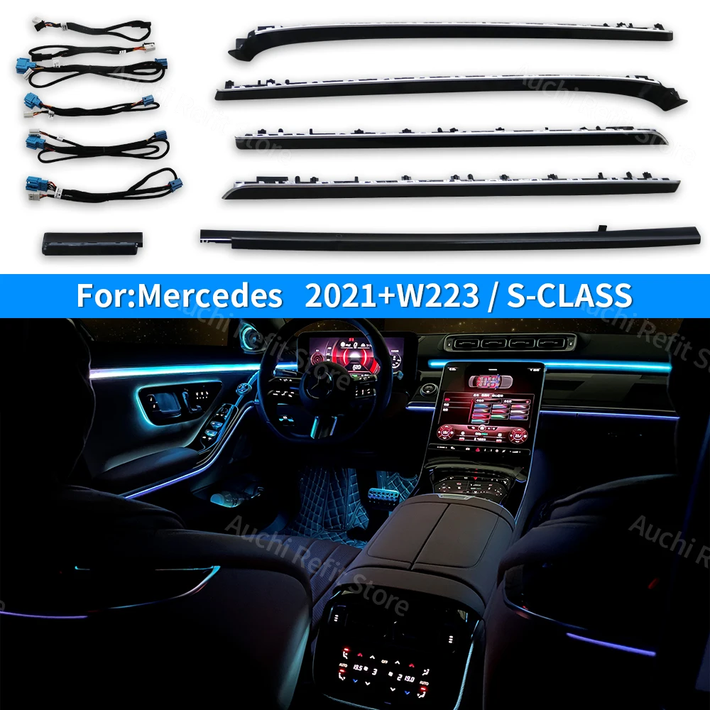 New 64 Colors LED Active Ambient Light For Mercedes Benz 2021 W223 S-Class S450L S400L S500L Multi-color Decorative lights Refit |