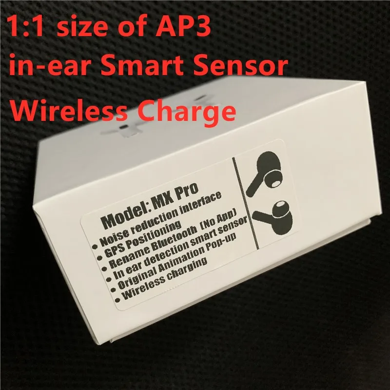 

MX Pro TWS Wireless Charge Bluetooth 5.0 Earphone Copy1:1 Air 3 Pro 8D Bass Earbuds Not W1H1 1536u chip i80 i100000 i9000 proTWS