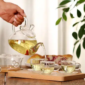 

Glass Restaurant Tea Pot Heat Resistant Coffee Servers Strainer Economic Teapot Kettle Water Drinks Kitchen