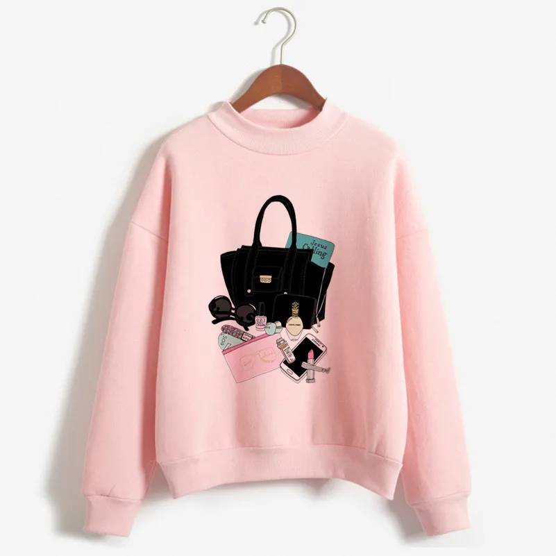 Latest autumn and winter perfume bottle print hoodie women's fashion retro hoodie women's perfume Harajuku pink sweater