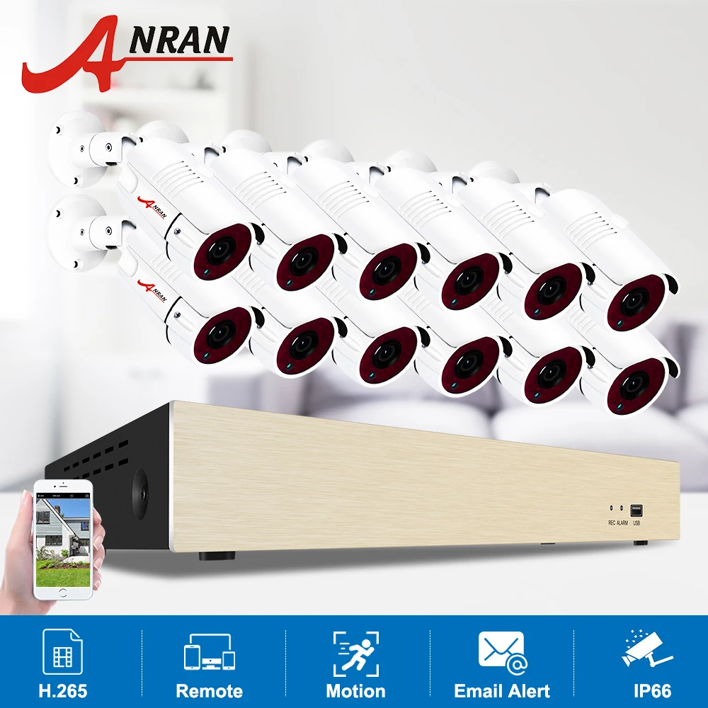 

ANRAN 3MP CCTV System 16CH POE NVR Video Surveillance System Weatherproof Security Camera CCTV Camera System Night Vision