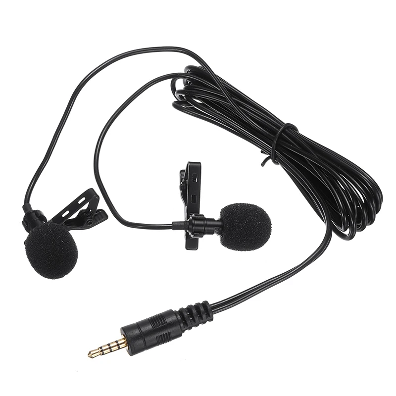 Портативный петличный мини-микрофон CTIA с двумя головками и зажимом 3 5 мм |