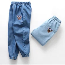 LOOZYKIT, летние джинсовые штаны для маленьких мальчиков и девочек Детские Тонкие Свободные повседневные джинсы, брюки детские джинсовые противомоскитные штаны