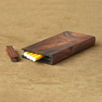 

Ultra-thin Cigarettes Box 6 Sticks Ladies Special Portable Slim Handmade Ebony Redwood Custom Carved Cigarettes Storage Case