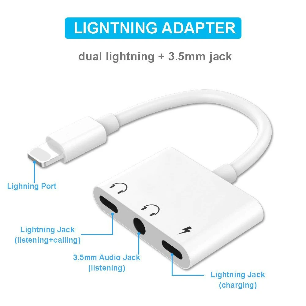 3 5mm Headphone Jack Adapter for Apple iphone DC3 5 Aux lightning Audio Adapter for ipad iphone7 8 X charging Converter