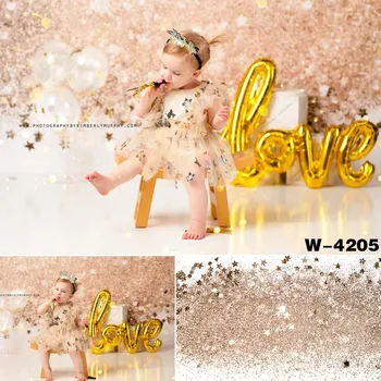 

HUAYI Glitter Shiny Backdrop Star Glow Shinning Photography Background Girls Birthday Photoshoot Photography Props W-4205