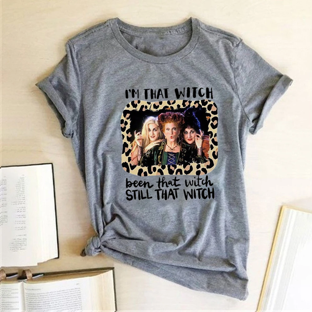 Im That Witch Been That Witch Printing T-shirts Women Summer Graphic Tees Funny Shirts for Women Loose Round Neck Harajuku Top