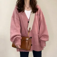 

Drawstring Sweater Women's Early Autumn 2021 New Korean Loose Lazy Long-sleeved Cardigan Single-breasted Female Clothing Casual