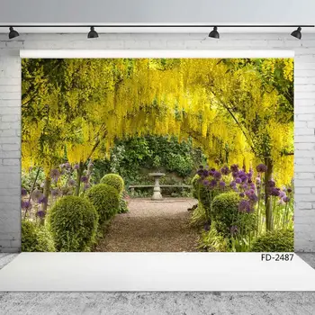 

Spring Vintage Garden Woods Green Grass Scenery Portrait Children Photography Background Photographic Backdrops For Photo Studio