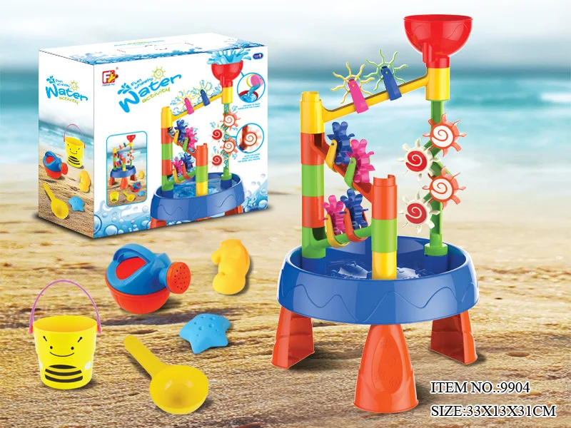 

Toy-Summer Play with Water Beach Toys 32 PCs Colorful Box Zhuang Waterwheel Funnel Table Set Children Beach