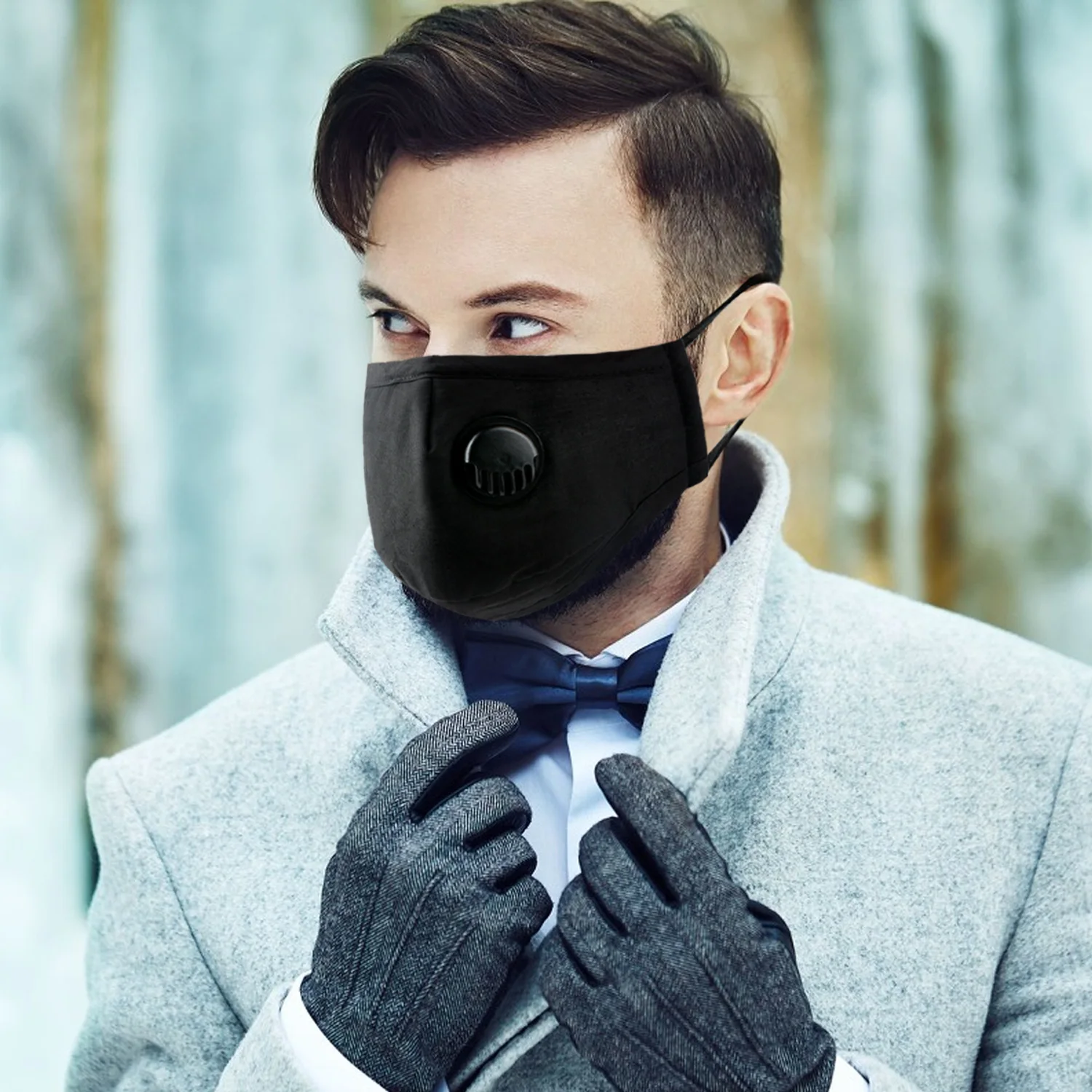 

10 Pcs Face Mask Dust Mask Anti Pollution Mask PM2.5 Activated Carbon Filter Insert Black Breathable Valve Mask Mouth Cover