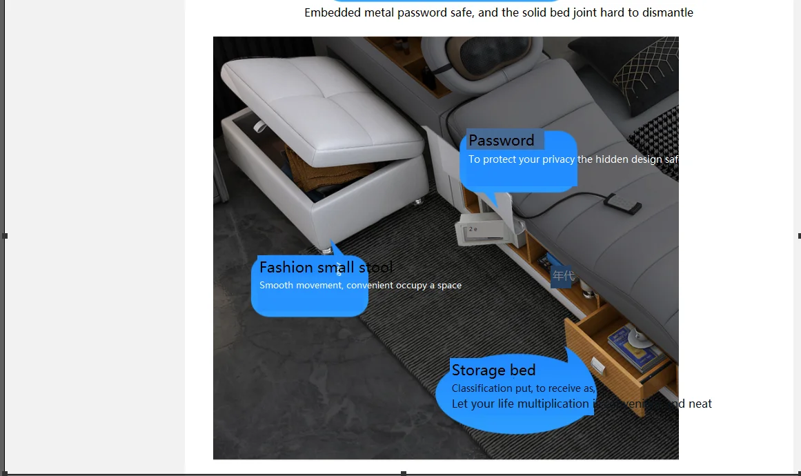 Modern design bedroom furniture bedroom sets bed frame multi-functional electric massage bed