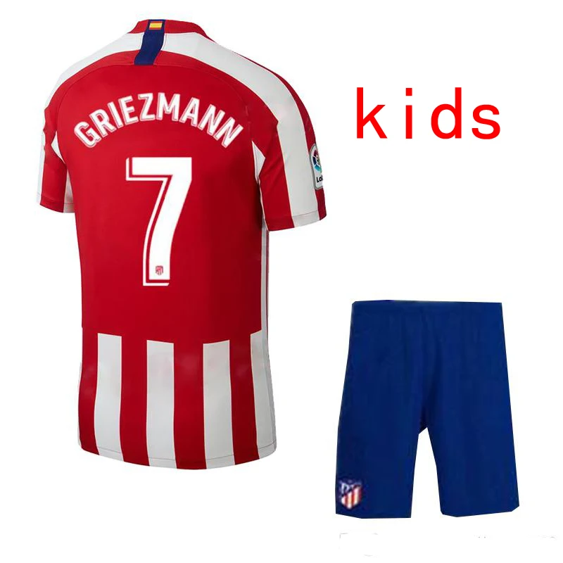Детский комплект, Atletico Madrides, футболки для футбола, 19/20, Home Out, GRIEZMANN La Liga, Детская футболка с заплатками - Цвет: kids