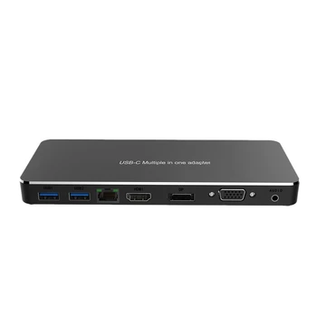 

9 in 1 USB C HUB, Including DP + HDMI + VGA + Gigabit Ethernet Port + USB 3.0 + Type-C Port for Laptop PC
