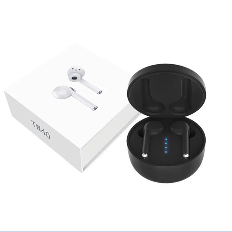 TW40 TWS bluetooth наушники 5,0 микрофон для samsung huawei Xiaomi realme pro спортивные Bluetooth наушники невидимые bluetooth sluchawki z mikrofonem manos libres bluetooth telefono oreja koptelefoon - Цвет: TW40-black