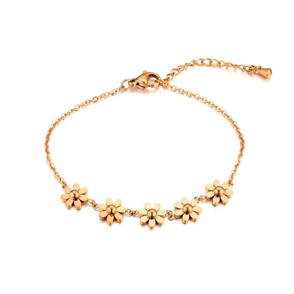 Titanium steel sunflower bracelet female plated rose gold temperament simple | Украшения и аксессуары