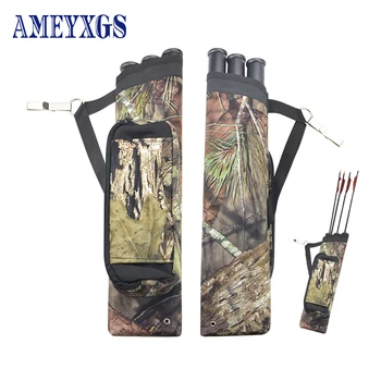 

1set Archery Three-Tube Quiver Material Oxford Cloth + Plastic Tube Large Capacity Outdoor Bow Arrow Bag Hunting Sport