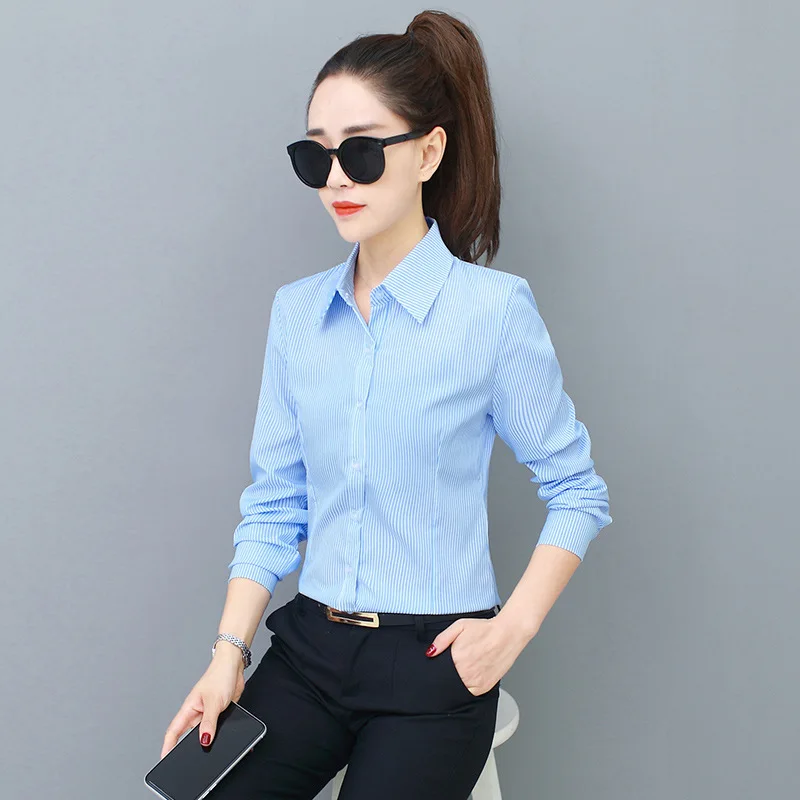 Korean Fashion Women Shirts Elegant Woman Stripe Shirt Plus Size Woman Long Sleeve Shirt Women Blouses Blusas Mujer De Moda Tops - 4.00053E+12